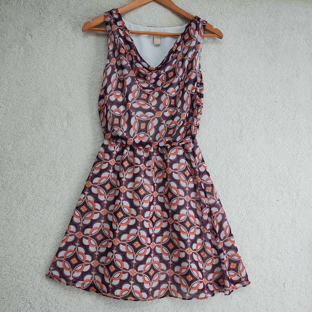 Banana Republic Dress Womens 0 Fit Flare Cowl Neck Sleeveless Lined Purple